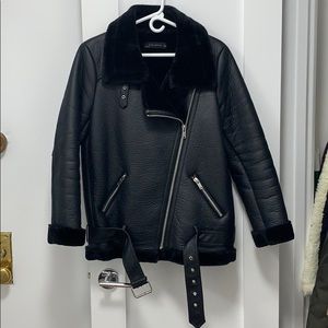 Zara double-faced biker jacket, black, size M